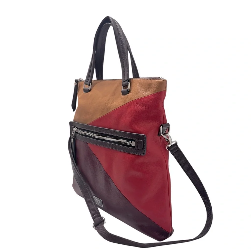 Fossil Dawson Foldover Colorblock Leather Convertible Tote Shoulder Bag‎